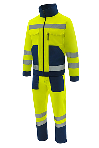 Костюм сигнальный Магистраль со световозвращающими полосами желтый/т.синий