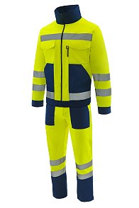 Костюм сигнальный Магистраль со световозвращающими полосами желтый/т.синий