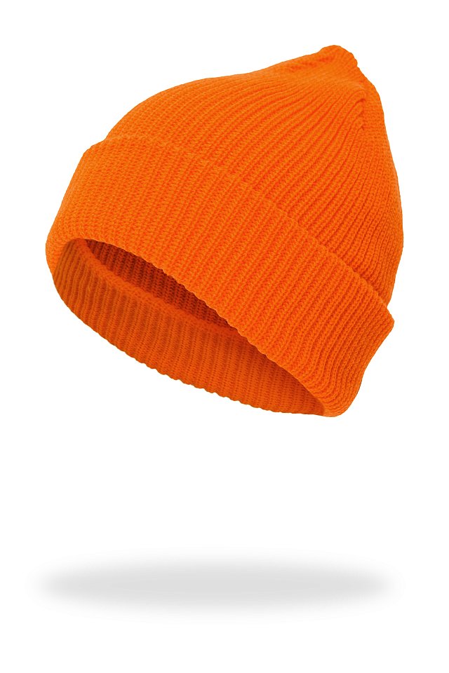 Шапка вязаная, акрил оранжевая