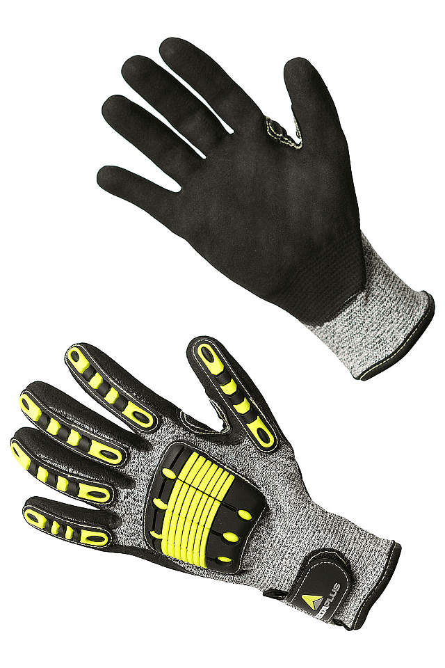 Перчатки противопорезные ДЕЛЬТА ПЛЮС ЕОС НОКАТ желтые/черные/серые - nazvaniya