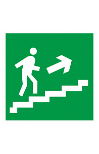 Знак "Направление к эвакуационному выходу по лестнице вверх" ( E 15 )