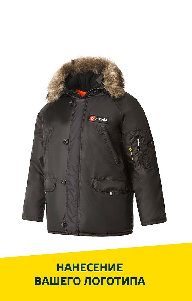 Куртка СЕВЕР удлиненная утепленная ткань "Оксфорд" черная - 2