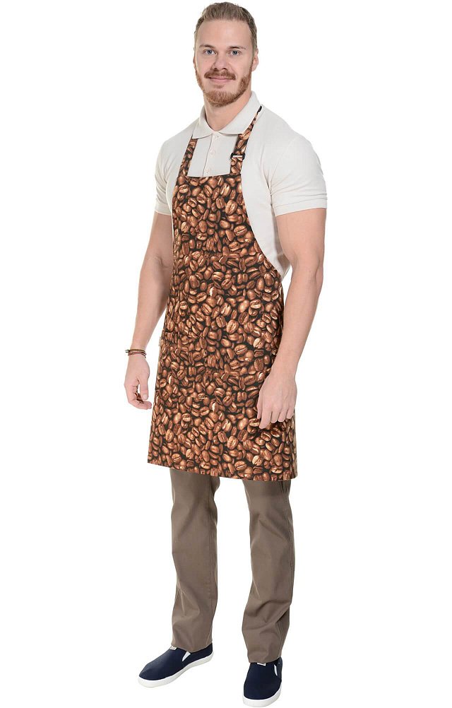 Фартук HORECA (ХОРЕКА) с нагрудником PRINT coffee beans (кофейные зерна)