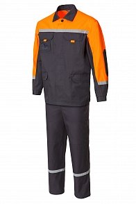 Костюм мужской-1 Минпромторг (куртка, брюки) темно-серый/оранжевый