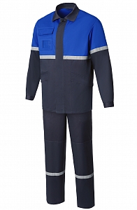 Костюм мужской Минпромторг (куртка, полукомбинезон) темно-синий/василек