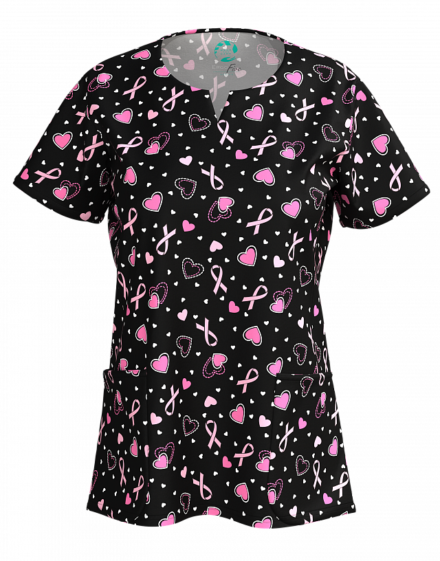 Блуза Эргофайв Актив (ERGOFIVE Active) EAJW07 женская принт сердечки на черном