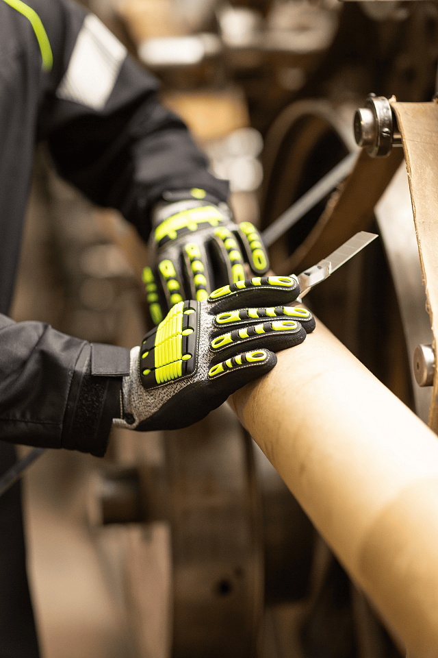 Перчатки противопорезные ДЕЛЬТА ПЛЮС ЕОС НОКАТ желтые/черные/серые - _7_