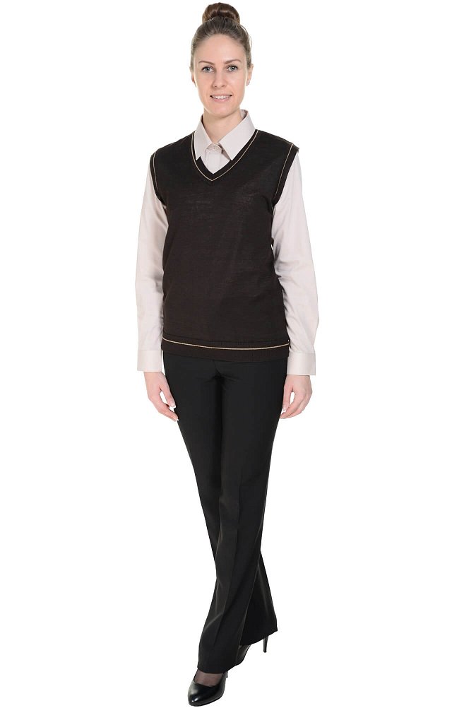 Жилет трикотажный женский цвет коричневый с бежевым - upload/resize_cache/iblock/ddc/640_1002_1821712164bebe8964a3cb4f91f48bb72/zhilet_trikotazh_zhen_korichn_bezh_1