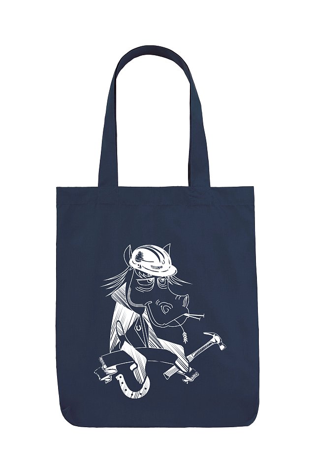 Сумка Шоппер принт конь на синем - Kon