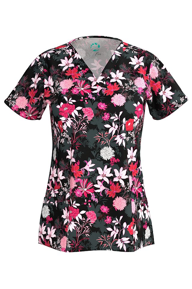 Блуза Эргофайв Актив (ERGOFIVE Active) EAJW02 женская принт розовые цветы на темном